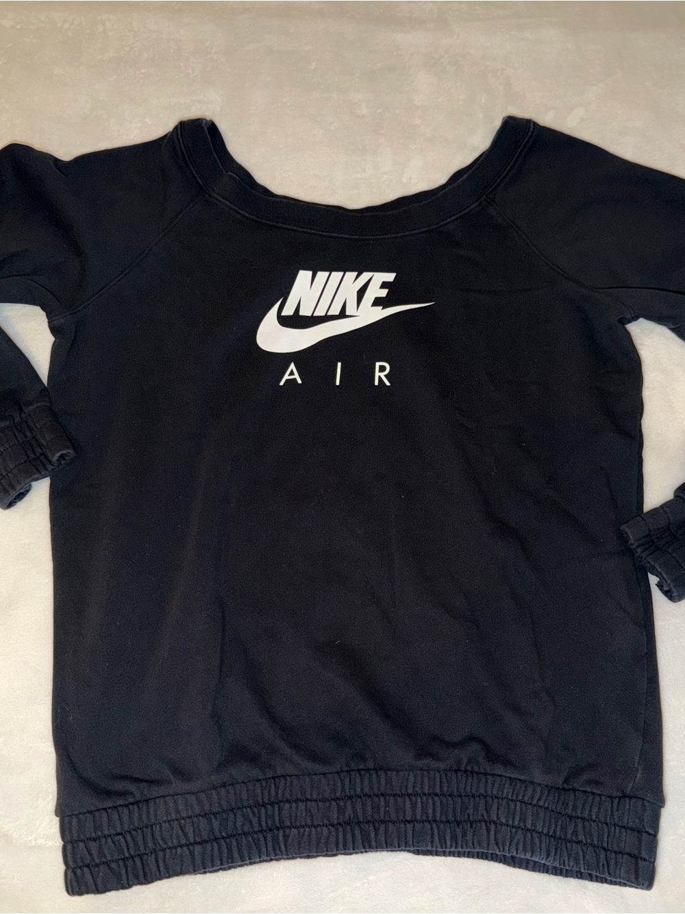 Vintage Black Nike Air Women's Off Shoulder Crewneck Sweatshirt - Black Sz MD